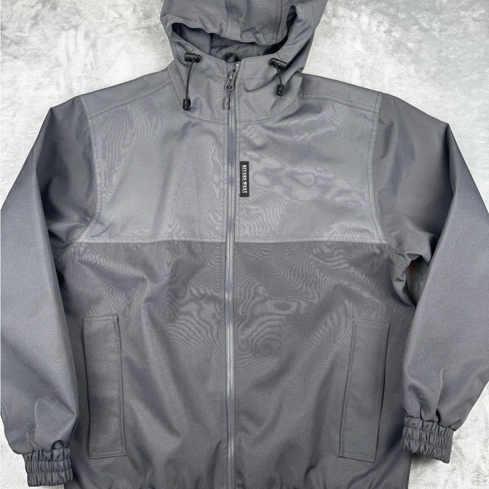 Rivers West Men's Waterproof Jacket Gray Size M Full Zip Hooded 5759
